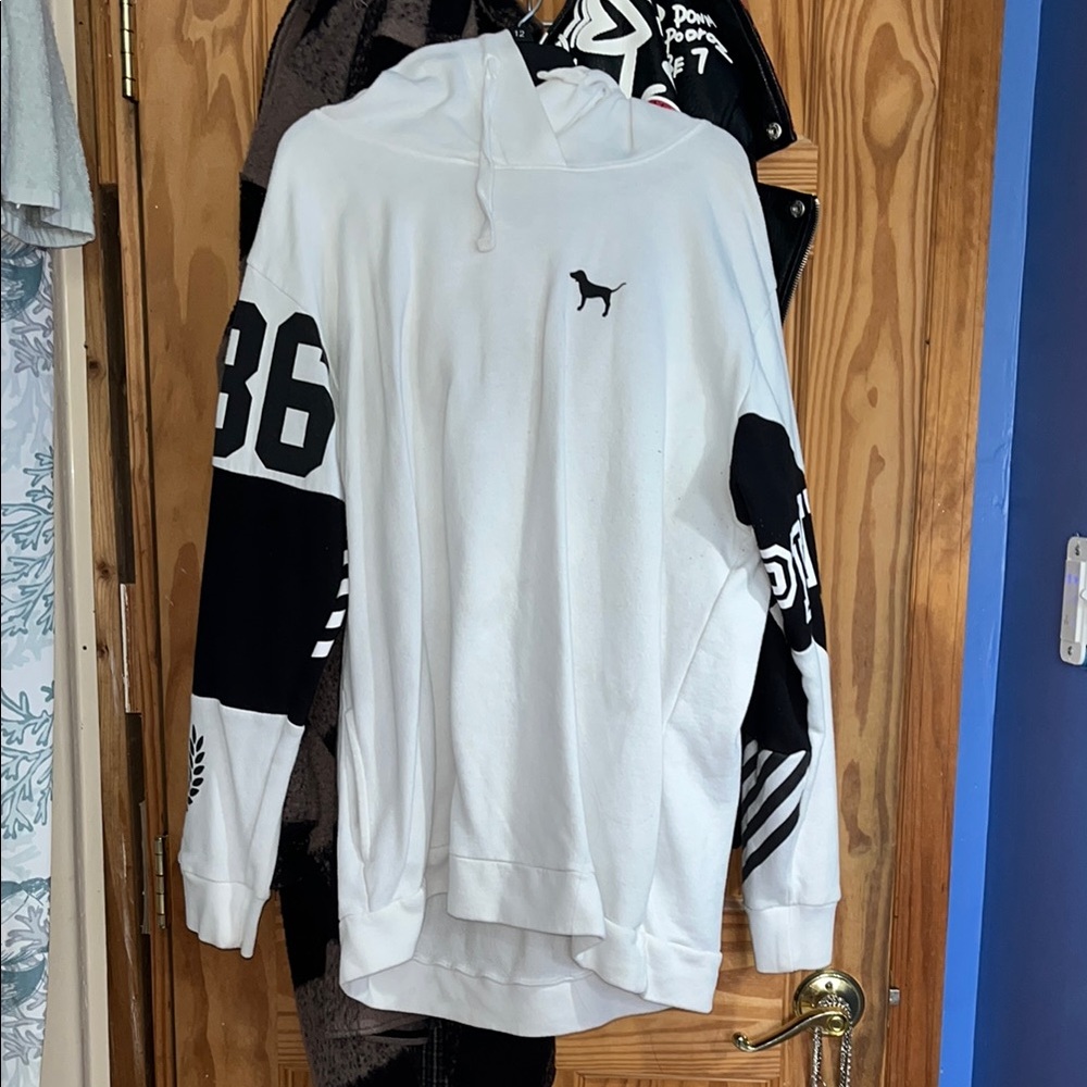 PINK Victoria's Secret White and Black Hoodie